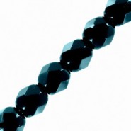 Czech Fire polished faceted glass beads 3mm Jet Hematite